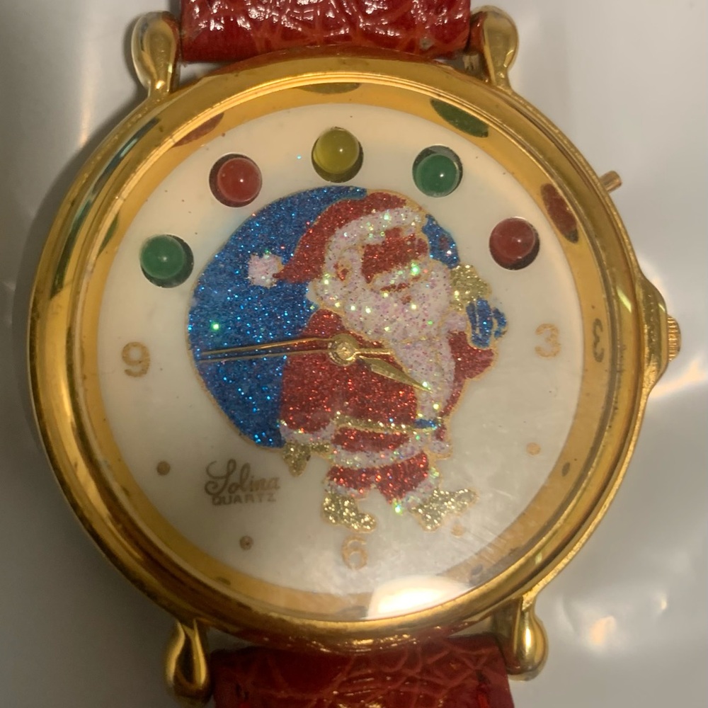 Source Unknown Santa Quartz Watch - Red and Gold